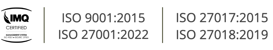 IMQ Certified - ISO 9001:2015, ISO 27001:2022, ISO 27017:2015, ISO 27018:2019